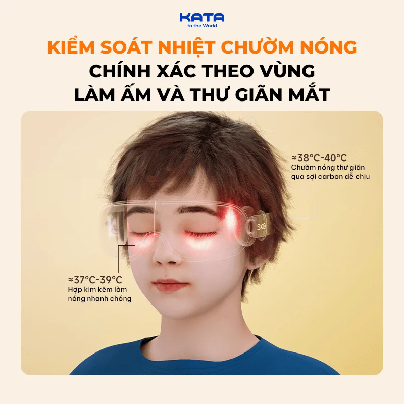 Chức năng chườm nóng thư giãn trên máy massage mắt SKG E7-1