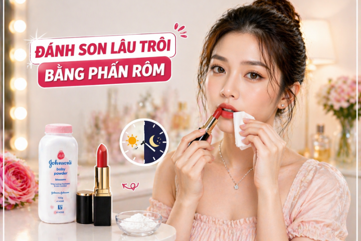 Cách đánh son lâu trôi bằng phấn rôm giữ màu bền bỉ từ sáng đến tối