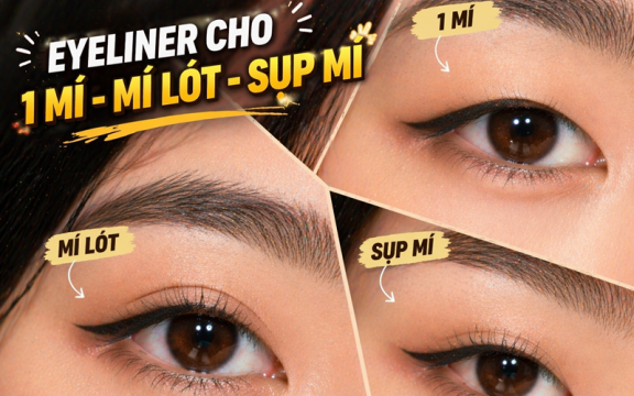 Cách kẻ eyeliner cho mắt 1 mí, mí lót, sụp mí