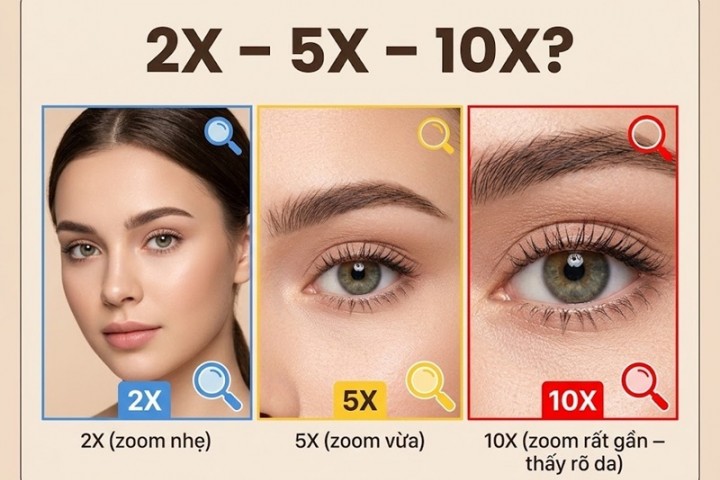 Nên chọn gương trang điểm có độ phóng đại 2x, 5x hay 10x?