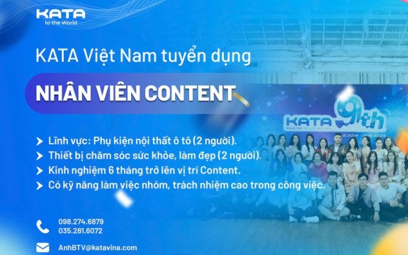 [KATA VIỆT NAM] TUYỂN DỤNG NHÂN VIÊN CONTENT 