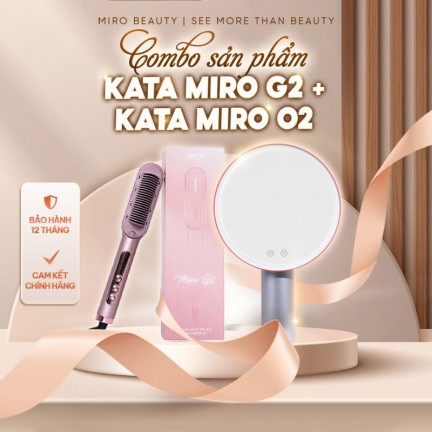 Combo Gương Led Trang Điểm KATA Miro O2 và Máy tạo kiểu tóc ion KATA Miro G2