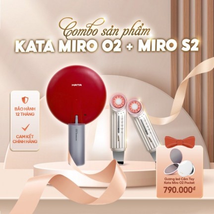 Combo gương led trang điểm KATA Miro O2 và Máy điện di tinh chất KATA Miro S2