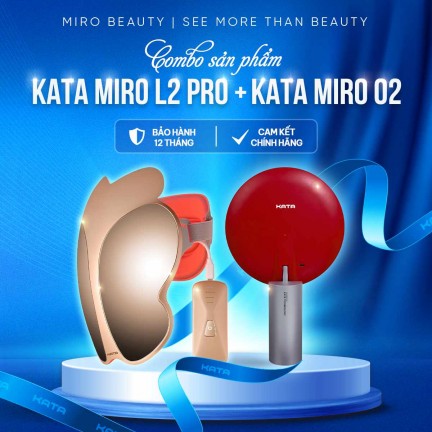 Combo Gương Led Trang Điểm KATA Miro O2 và Mặt Nạ Ánh Sáng Sinh Học KATA Miro L2Pro