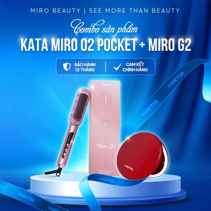 Combo Gương Led Trang Điểm Cầm Tay KATA Miro O2 Pocket và Máy tạo kiểu tóc ion KATA Miro G2