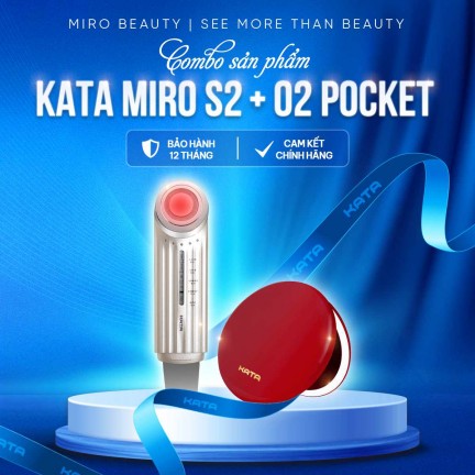 Combo gương led trang điểm KATA Miro O2 Pocket + Máy điện di tinh chất KATA Miro S2