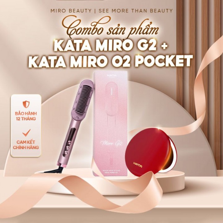 Combo Gương Led Trang Điểm Cầm Tay KATA Miro O2 Pocket và Máy tạo kiểu tóc ion KATA Miro G2
