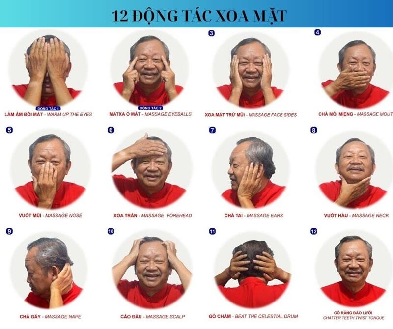 12 động tác massage mặt diện chẩn