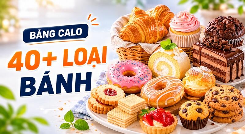 Bảng calo 40+ loại bánh phổ biến hiện nay