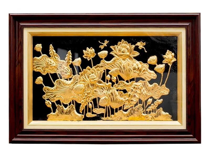 Tranh hoa sen dát vàng mạ 24k kiệt tác thủ công Việt Nam