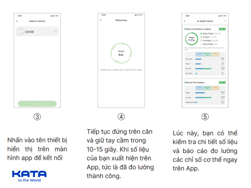 Cách kết nối cân điện tử KATA CS10E với app Feelfit 