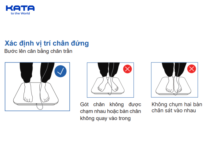 Hướng dẫn cách chuẩn bị tư thế khi cân KATA CS10E - Cách xác định vị trí chân đứng