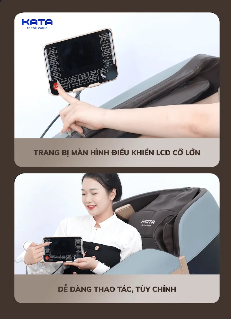 Màn hình cảm ứng LCD kích thước lớn trên ghế massage KATA MC02