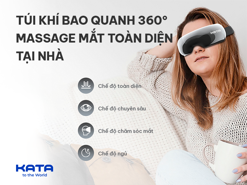 máy massage mắt KATA ME10 tích hợp 4 chế độ massage độc lập mô phỏng chính xác kỹ thuật ấn, xoa bóp, nhấn,...