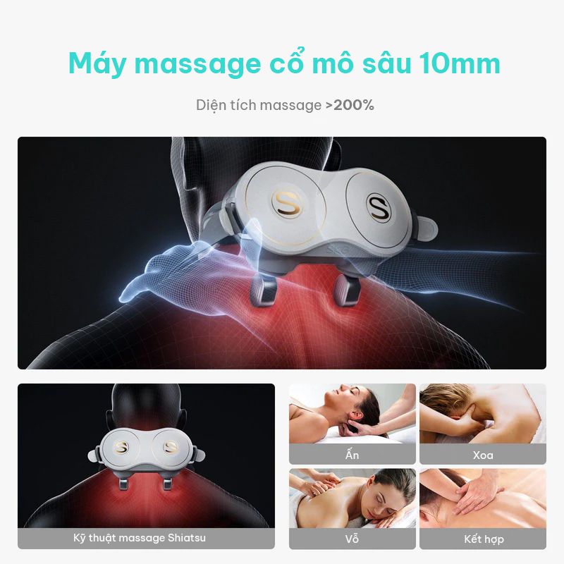 04 đầu massage của máy massage cổ vai gáy SKG H7 giúp tăng diện tích massage lên tới 200% 
