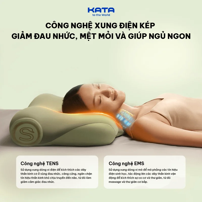 Xung điện kép TENS, EMS gấp đôi hiệu quả giảm đau mỏi cổ