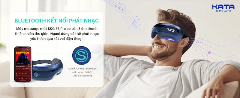 Chức năng phát nhạc kết nối Bluetooth trên máy massage mắt SKG E3 Pro