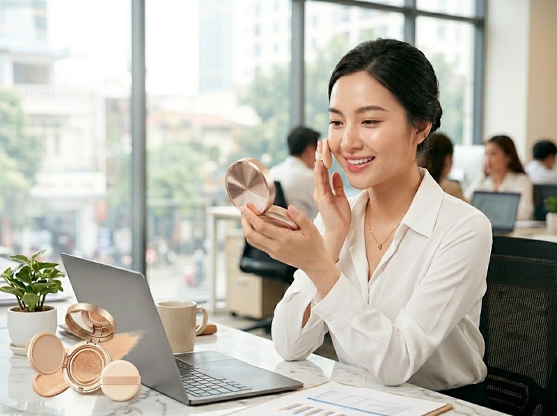 Dân văn phòng cần makeup nhanh và dùng đến cushion
