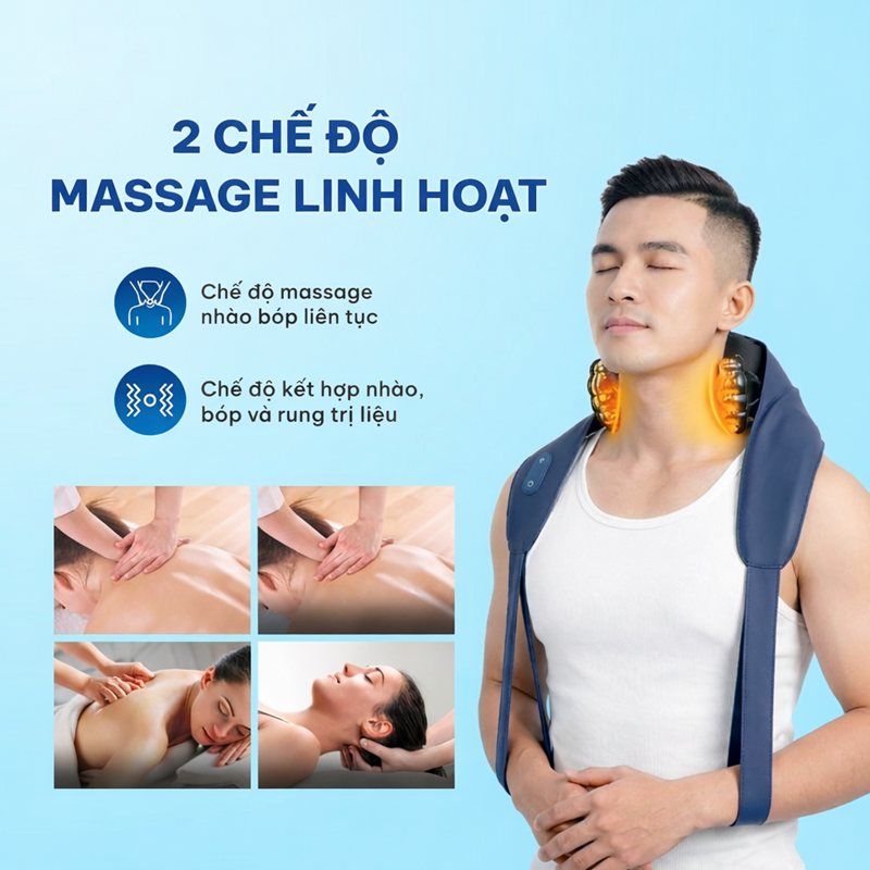 Máy được trang bị 2 chế độ massage linh hoạt, cho phép người dùng