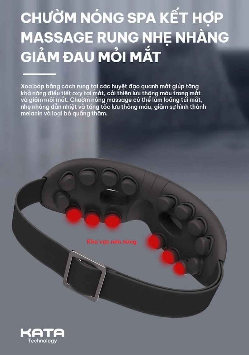 Nhiệt nóng trong khoảng 40–42°C, giúp tăng tuần hoàn máu quanh vùng mắt