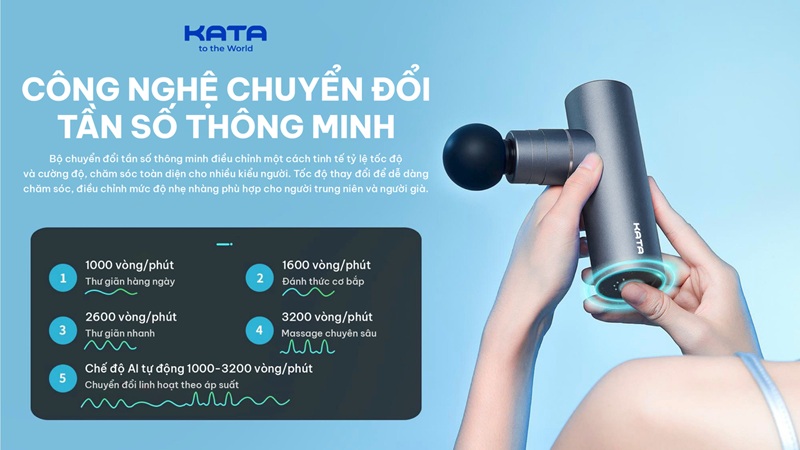 Súng massage sử dụng công nghệ chuyển đổi tần số thông minh