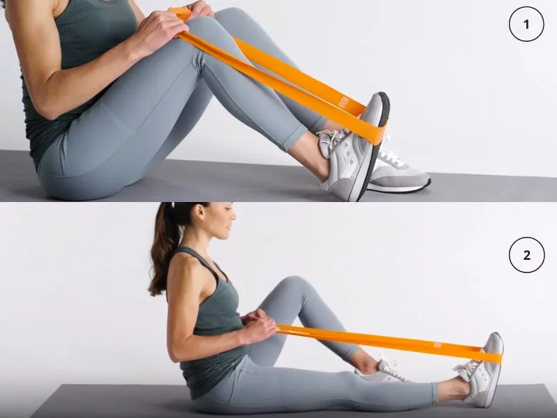 Bài tập gập duỗi cổ chân với dây kháng lực (Banded ankle pumps)