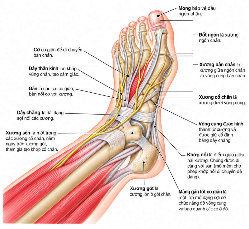 Chi tiết cấu tạo của bàn chân, xương bàn chân
