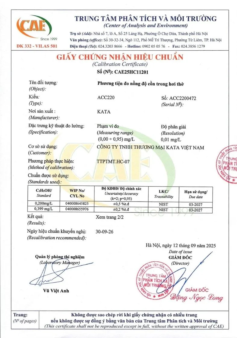 Chứng nhận hiệu chuẩn 
