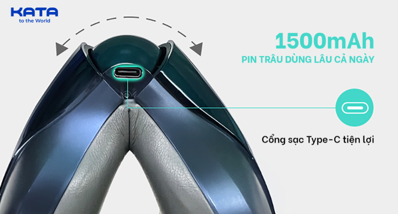 Cổng sạc Type C và cơ chế gập gọn trên máy massage mắt