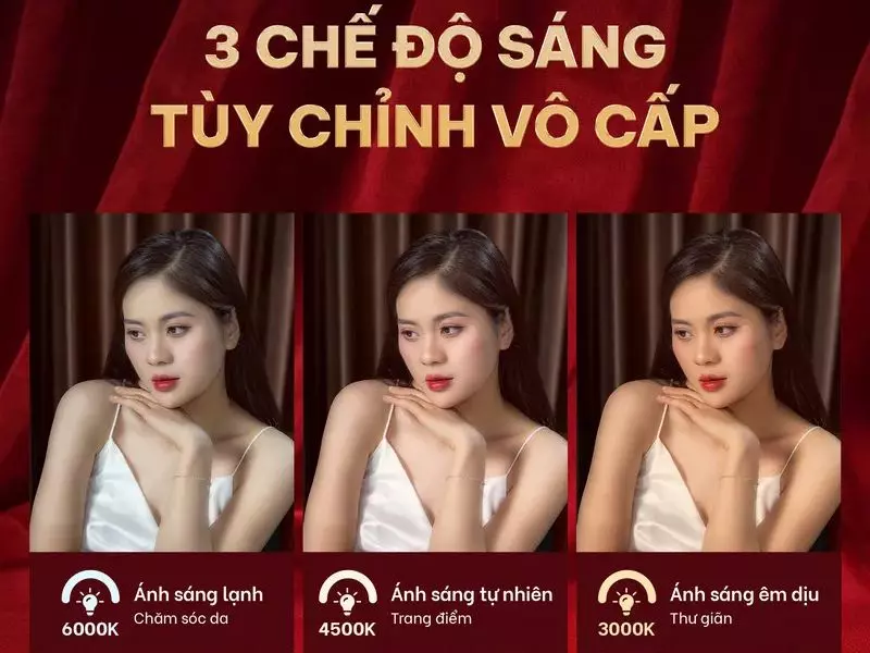 Gương trang điểm KATA có chế độ ánh sáng 3 màu linh hoạt