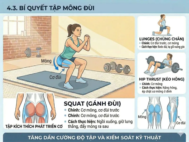 Bí quyết tập mông đùi 