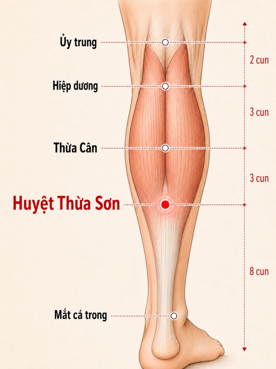 Huyệt thừa sơn là một huyệt đạo nằm ở mặt sau cẳng chân