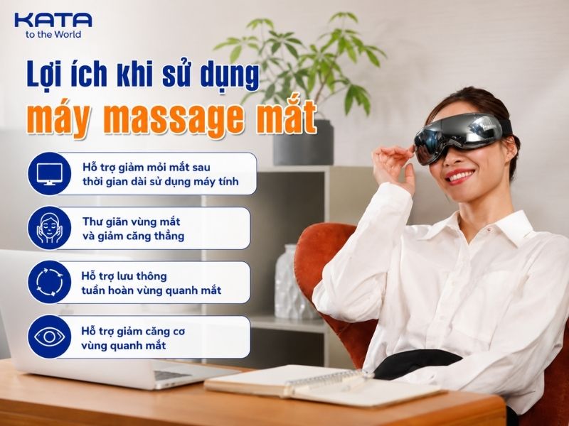 Máy massage mắt hỗ trợ giảm mỏi mắt, thư giãn, giảm căng thẳng mắt