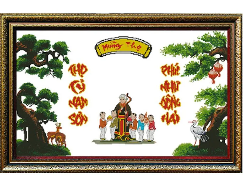 Tranh thêu mừng thọ
