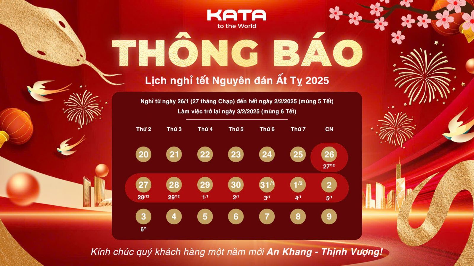 Thông báo nghỉ tết nguyên đán