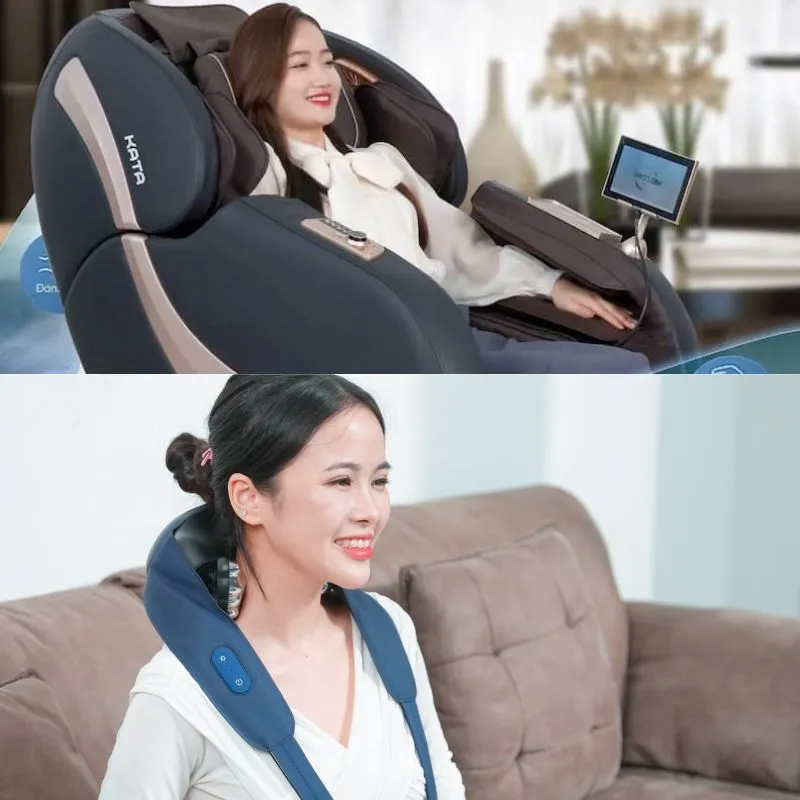 So sánh máy massage cổ vai gáy với ghế massage toàn thân