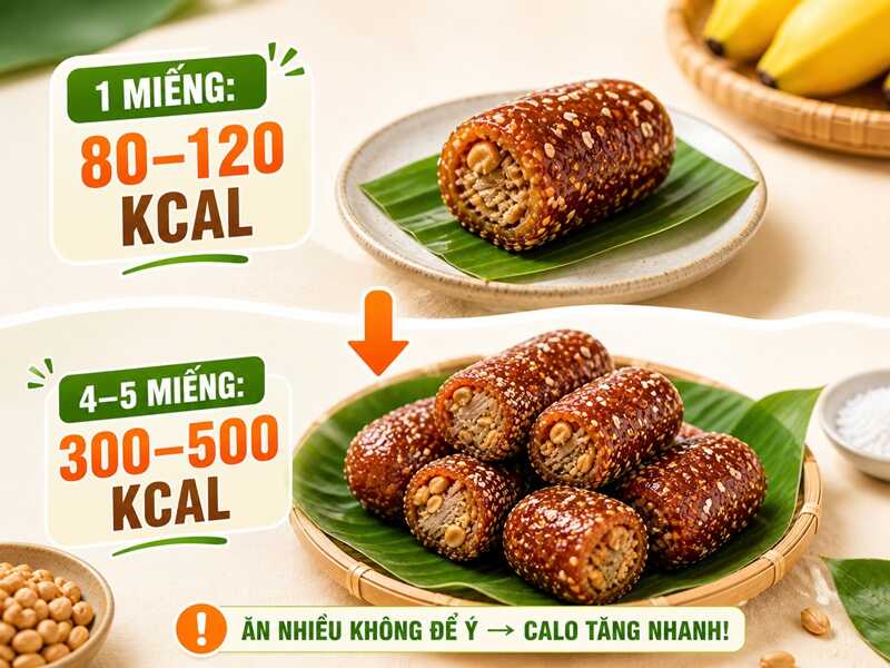 1 miếng kẹo chuối bao nhiêu calo?