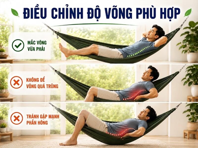 Võng càng trũng, áp lực lên thắt lưng càng lớn.