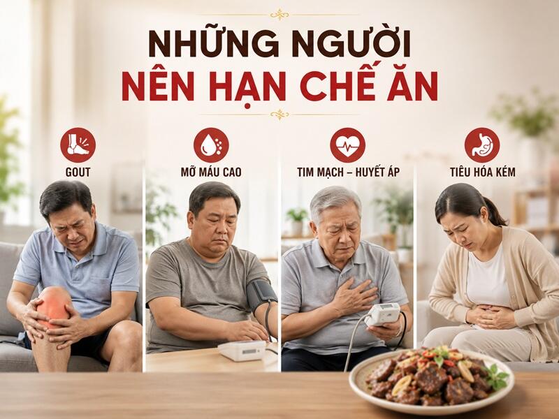 Người có bệnh nền nên kiểm soát lượng thịt chó tiêu thụ.