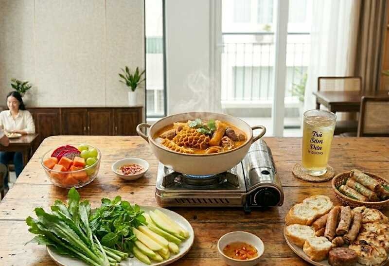 Ưu tiên rau sống, dưa leo hoặc đồ uống ít đường đi kèm