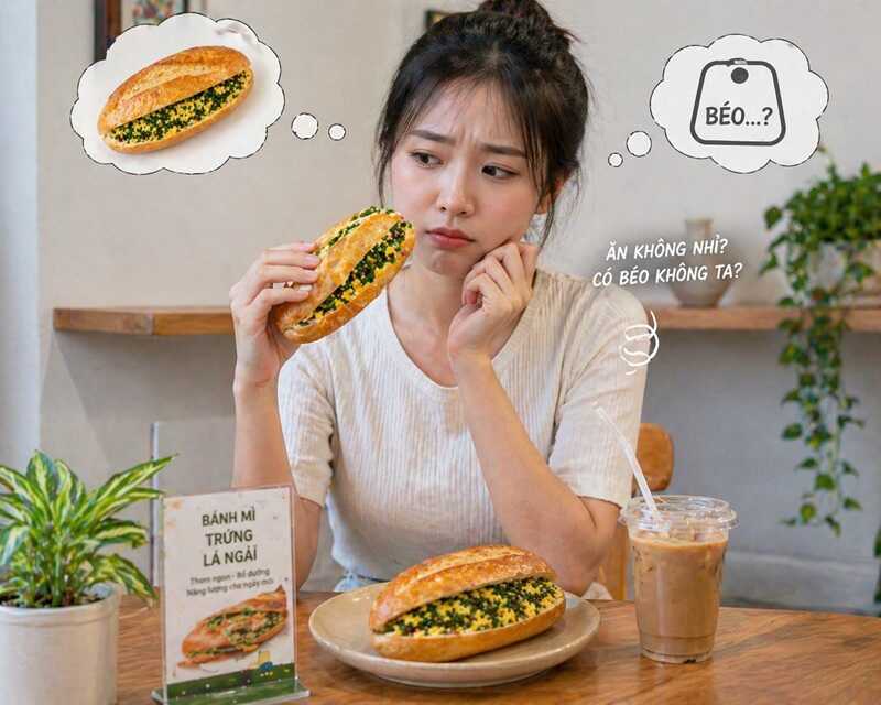 Ăn bánh mì trứng lá ngải có béo không