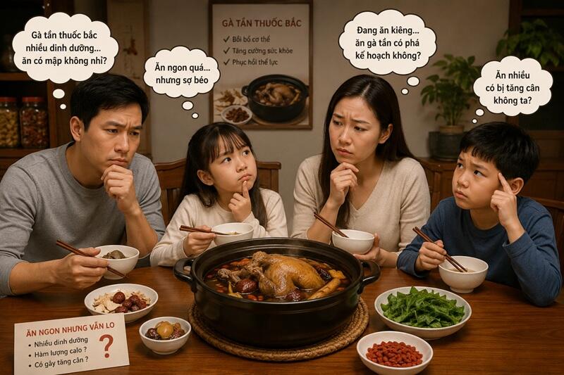 Ăn gà tần thuốc bắc có béo không