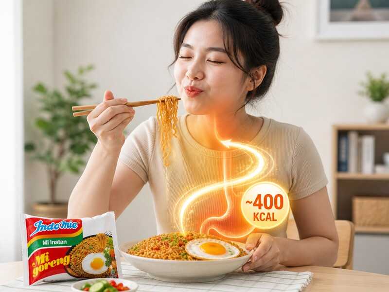 một gói mì Indomie trung bình cung cấp gần 400 calo