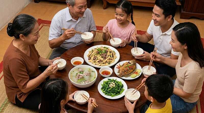 Kết hợp rau xanh và món luộc để cân bằng bữa ăn