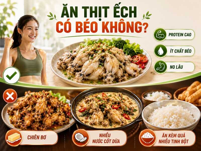 Thịt ếch không gây béo, cách ăn mới là vấn đề.