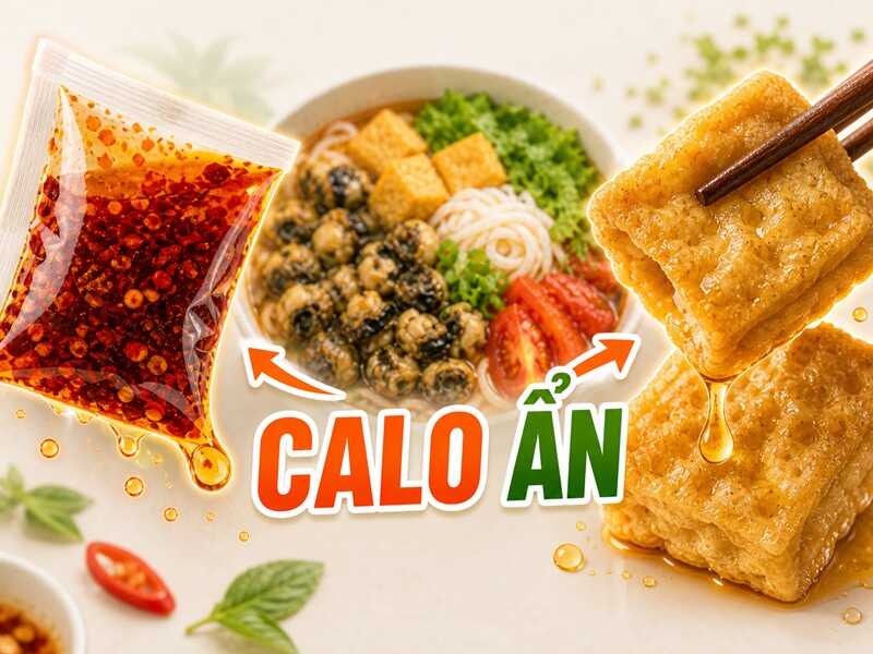 Váng đậu được chiên trước nên hấp thụ lượng dầu đáng kể