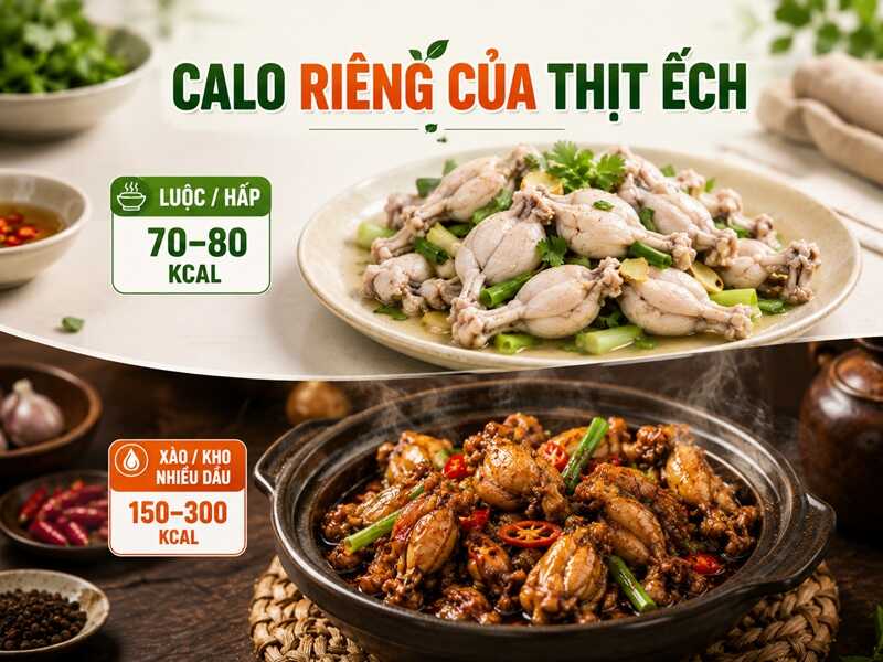 Lượng calo riêng của thịt ếch