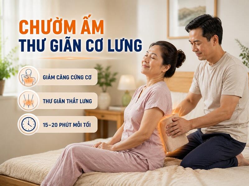 Chườm ấm giúp thư giãn vùng cơ lưng