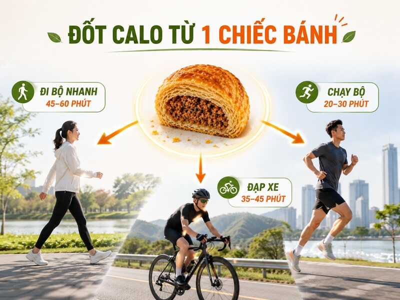 Thời gian vận động cần thiết để đốt cháy calo từ 1 chiếc bánh