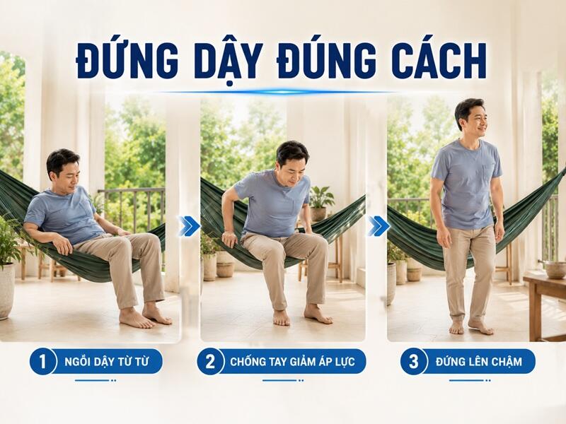 Đứng dậy quá nhanh dễ làm vùng lưng bị “khựng” đau